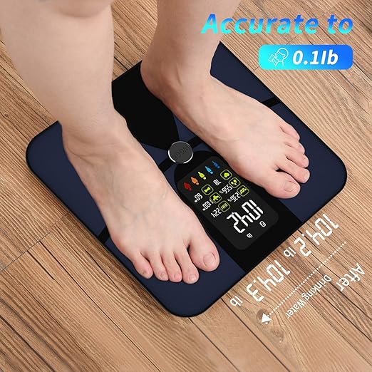 WGGE Smart Body Weight ScaleDigital Smart Bathroom Scale with Mobile App Large LCD Display Screen17 Body Composition Metrics BMI Body Fat Tracking Heart RateBaby Mode400lb/180kg