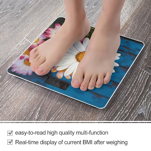 Barberton Daisy Weight Scale Digital Electronic Scales Bathroom Scale Larg LCD Backlight Display High Precision MeasurementsTempered Glass