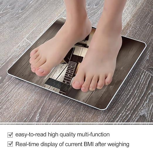 Guitar Pictures Scale for Body Weight Accurate Digital Bathroom Scale Toughened Glass High Precision Scales Smart Weight Scales with Large LCD Backlight Display Weighing Machine