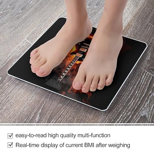 Fire Guitar Weight Scale Digital Electronic Scales Bathroom Scale Larg LCD Backlight Display High Precision MeasurementsTempered Glass