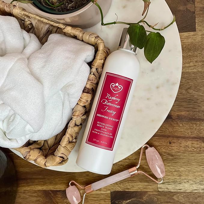 Jaqua Shower Syrup Vegan Hydrating Body Wash with Jojoba and Rosehip Oil - Raspberry Buttercream Frosting