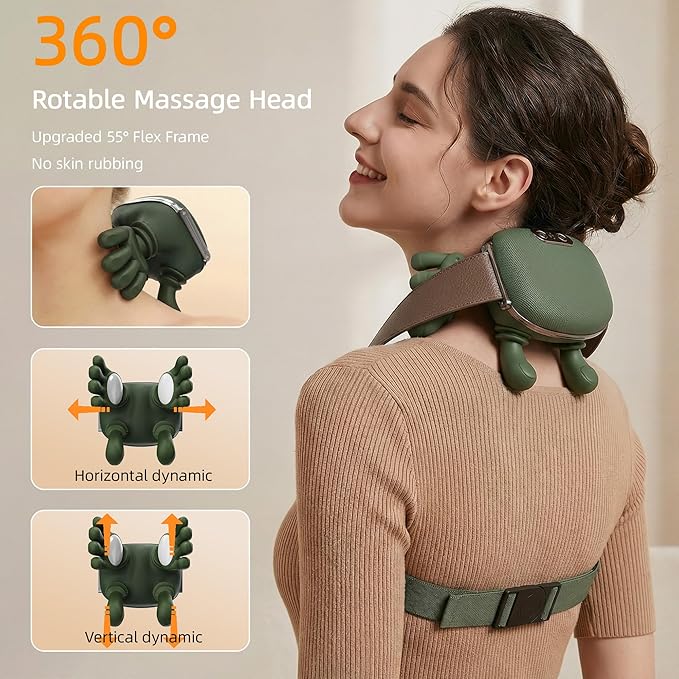 BionicMassage Tools Portable Shiatsu Neck and Back Massager Back Massager Electric Deep Tissue 4D Kneading Massage Simulated Human Relax Muscle Tension Relief an Relax