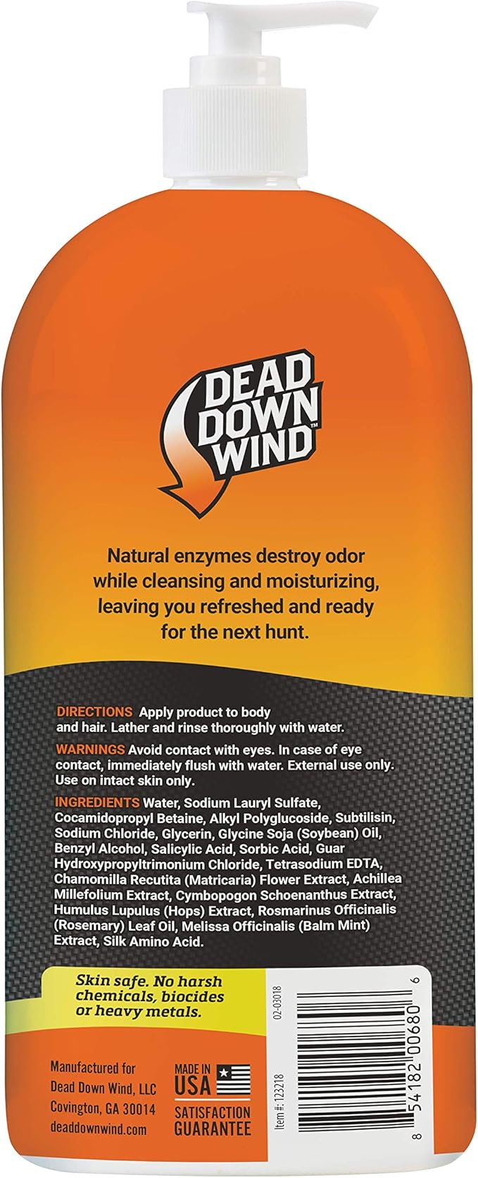 Dead Down Wind Body &amp Hair Soap 32 oz Pump Top - Unscented - Hunting Scent Eliminators