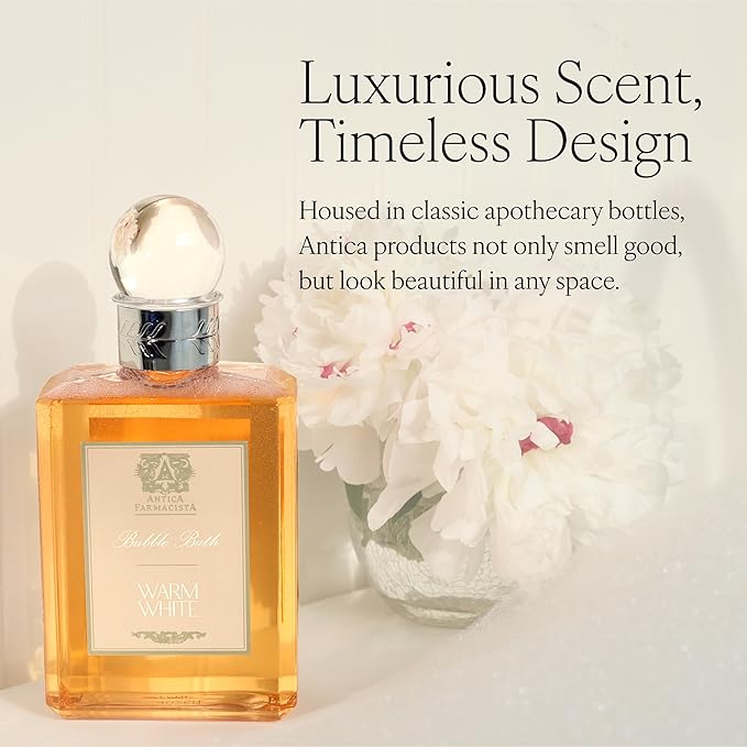 Antica Farmacista Bubble Bath - Relaxing Foam Bath with Honey Jojoba Oil &amp Aloe Vera - Luxury Gift for Any Occasion - Warm White 16 fl oz