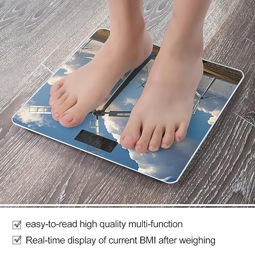 Windmills Weight Scale Highly Accurate Digital Weighing Scale with Large LCD Display Smart Bathroom Scales for Home Bedrooms and Gift Giving