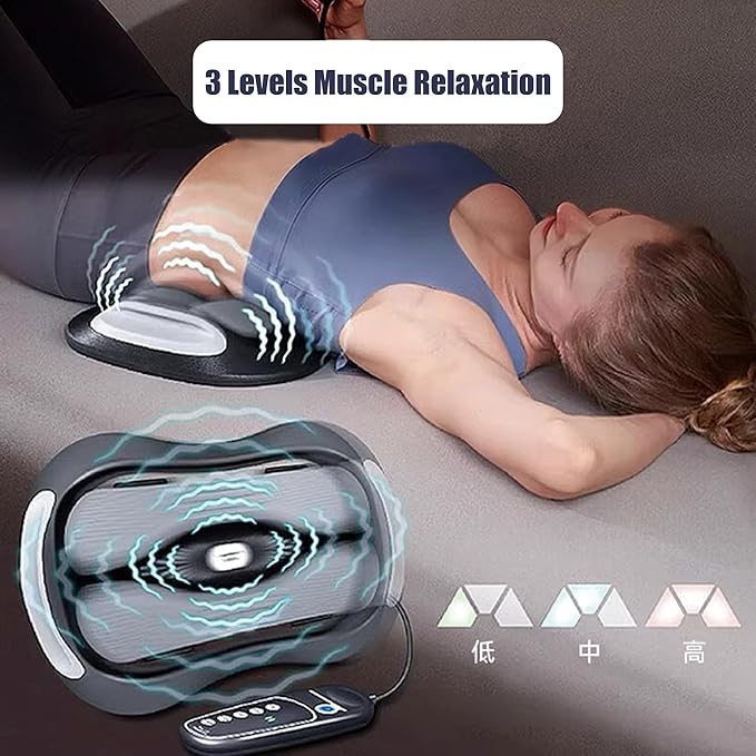 Lumbar Stretcher with Heat Massage | Adjustable Vibration Back Support | Waist Relaxation for Office &amp Home