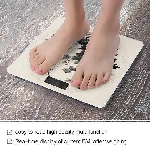 Floral Mandala Scale for Body Weight Sturdy Tempered Glass Weighing Scales with LCD Display Accurate Digital Bathroom Scale Convenient Body Fat Smart Scales Easy Read