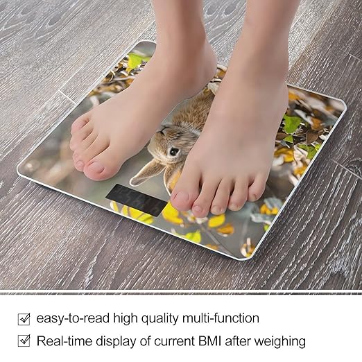 Rabbit in Leaves Scale for Body Weight Digital Bathroom Scale Accurate Smart Weight Scales with Large Display Weighing Machine High Precision Scales