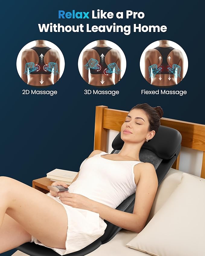 COMFIER Shiatsu Massage Cushion with Heat2D/3D Shiatu Back Massager with App ControlDeep Tissue Kneading Massage Chair Pad with VibrationBack Massager for ChairGifts for DadMom
