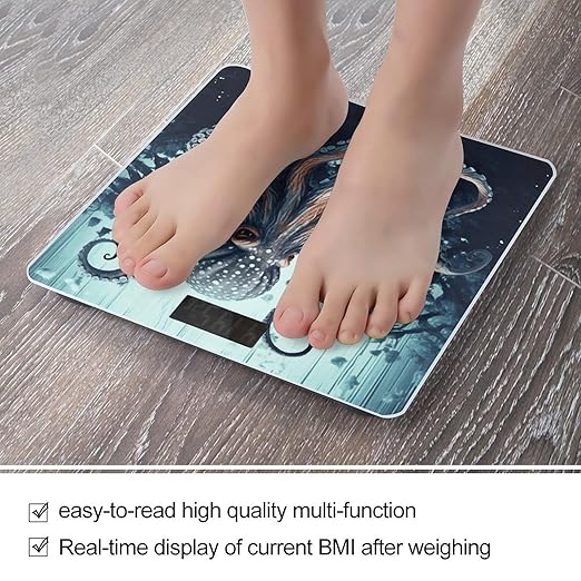 Cool Octopus Scale for Body Weight Accurate Digital Bathroom Scale Toughened Glass High Precision Scales Smart Weight Scales with Large LCD Backlight Display Weighing Machine