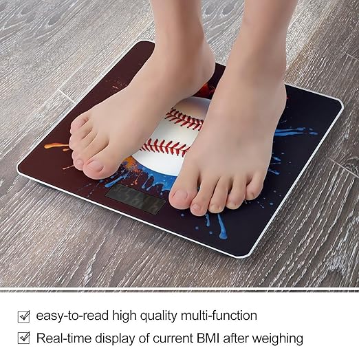 Women's Digital Bathroom Weighing Scale Automatic Switch Energy Saving Scale Smart Scale for Body Weight Paint Splash Ink Baseball