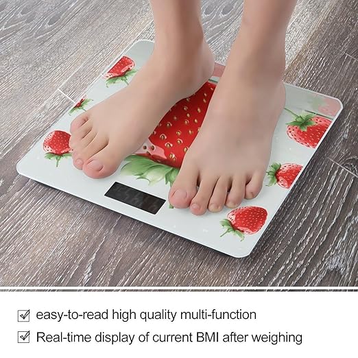 Lovely Strawberry Scale for Body Weight Smart Scales Digital Bathroom Scale High Precision Weighing Scales with Large Display Weighing Machine for People