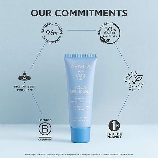 Apivita Aqua Beelicious Comfort Hydrating Cream | Hydrates &amp Nourishes with Honey Ceramides &amp Flowers 40 mL / 1.35 oz