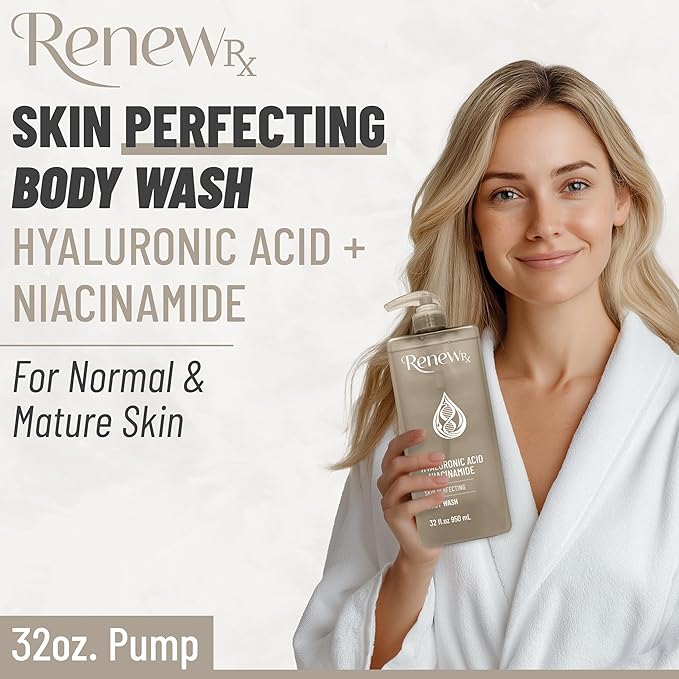 Hyaluronic Acid + Niacinamide Body Wash – Hydrating Skin Care Cleanser for Brightening &amp Skin Perfecting Vegan Skincare 32 fl oz