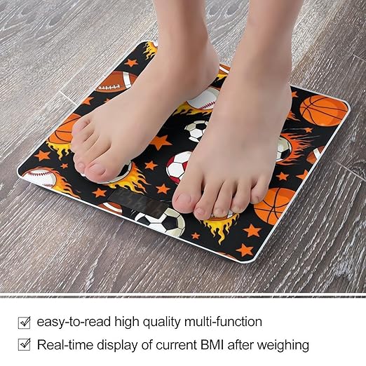 Women's Digital Bathroom Weighing Scale Automatic Switch Energy Saving Scale Smart Scale for Body Weight Fire Ball Soccer Basketball Baseball Football Sport