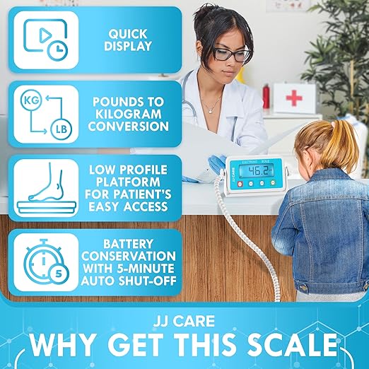 JJ CARE Medical Scale (660 lbs) - Professional Grade Body Weight Scale. Easy-to-Read LCD Display | Heavy-Duty Wrestling Scale for Home Gym Hospital Physicians and Clinical Use