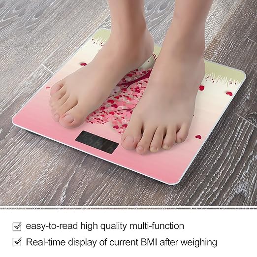 Heart Tree Weight ScaleClear LED Display Bathroom Digital Weighing ScaleTempered Glass Digital Bathroom Scale for Body Weight Capacity Up to 400 Lbs