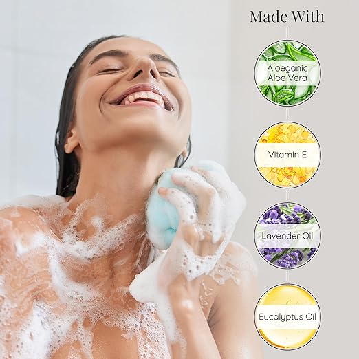 Aloette Lavender Body Wash Rest &amp Restore - Hydrating &amp Moisturizing Body Wash for Dry Skin with Natural Aloe Vera &amp Vitamin E - Exfoliating &amp Rejuvenating Skin Care Products for Men