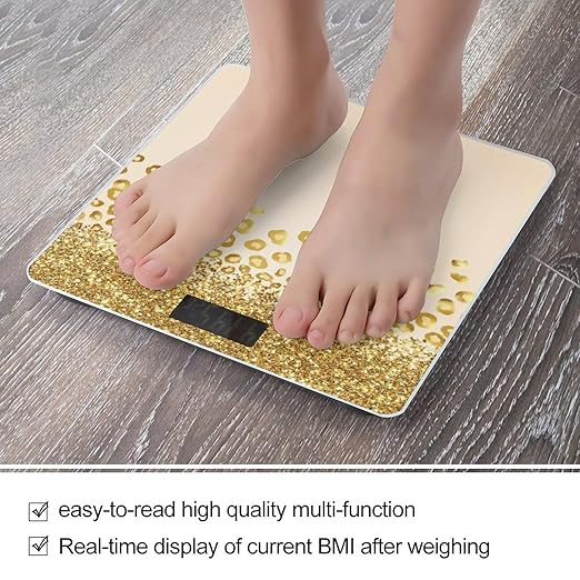 Digital Bathroom Weighing Scale Energy Saving Scale Smart Scale for Body Weight Gold Glitter Pattern Cheetah Leopard Print