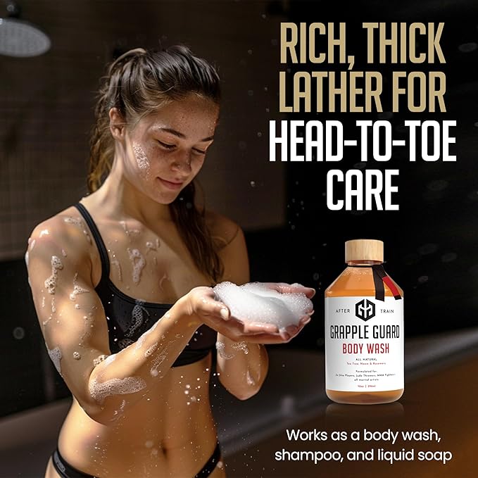 Grapple Guard Tea Tree Body Wash for Men and Women - All Natural Body Wash/Soap with Citrus Scent Neem &amp Rosemary Oils for Jiu Jitsu MMA Judo Athletes &amp All Martial Artists 10 oz (Pack of