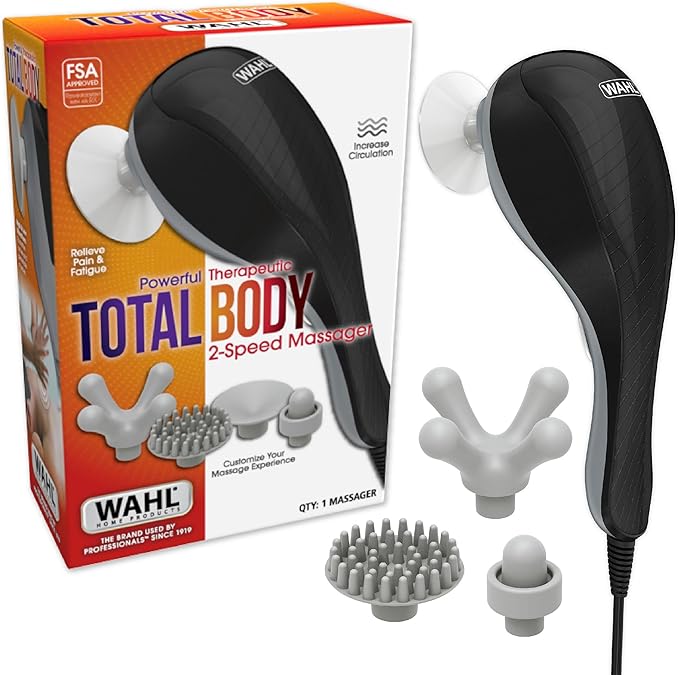 Wahl Gentle Vibration Massager that Relieves Pain &amp Pressure on the Face Neck and Head w/ 4 Attachment Heads and 2 Massaging Speeds to Increase Blood Circulation FSA Eligible - 4259