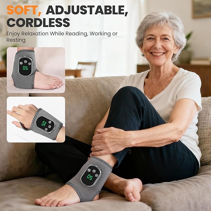 YAZHI Foot Massager 2-in-1 Warming Wrap – Relax &amp Renew Foot &amp Ankle Massager with 3 Modes &amp 5 Heat Levels Portable for Home or Travel