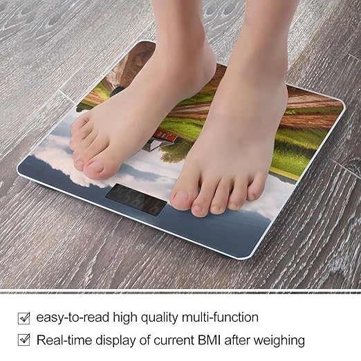 Country Road with Farm and Tractor Scale for Body Weight Digital Bathroom Scale Accurate Smart Weight Scales with Large Display Weighing Machine High Precision Scales