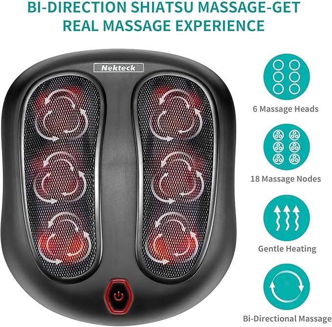 Nekteck Shiatsu Neck and Back Massager and Electric Kneading Foot Massager Machine