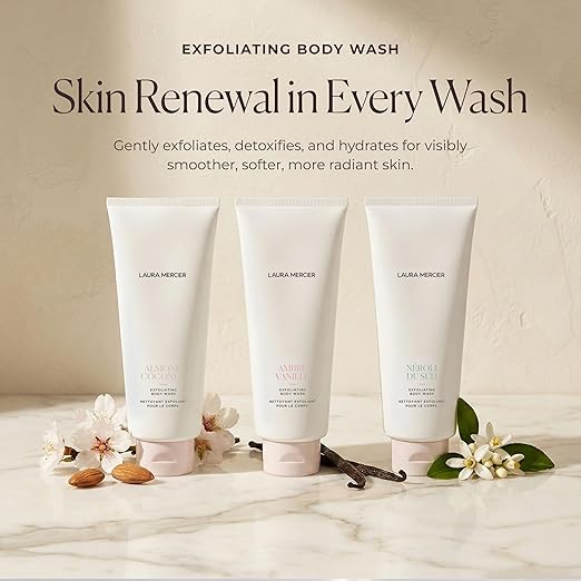 Laura Mercier Exfoliating Body Wash Strawberry Seed and Sugar Scrub-Infused Exfoliator Removes Impurities Helps to Improve Uneven Skin Tone Elasticity and Circulation