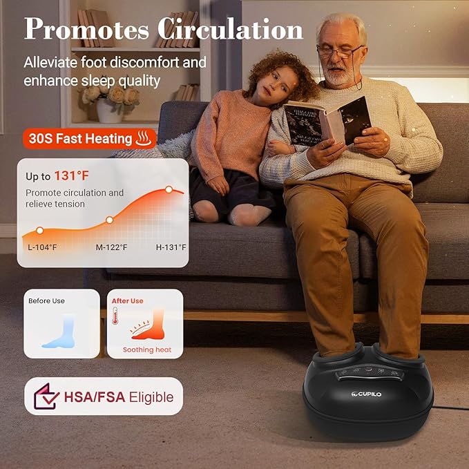 FSA Foot Massager with Heat and Remote - HSA Eligible Feet Massager for Plantar Fasciitis &amp Neuropathy Shiatsu Deep Kneading for Foot Pain Relief Gifts for Women Mom