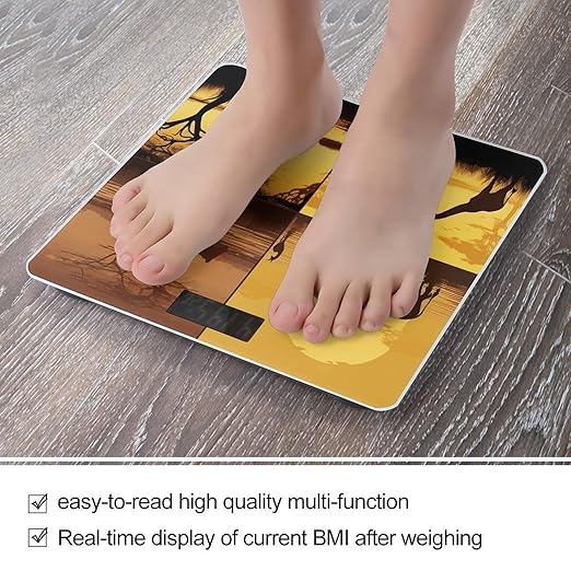African Grassland Animals Smart Scale for Body Weight Accurate Bathroom Scale with LED Display Digital Weight Scales Weighing Machine High Precision Scales for Bath Home