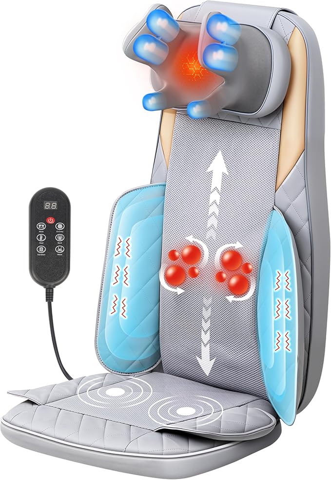 Shiatsu Neck and Back Massager with Heat4D Kneading Back Massager for Pain Relief Deep TissueBack Massager for ChairMassage Chair Pad for Full BackGifts for Women Men Parents