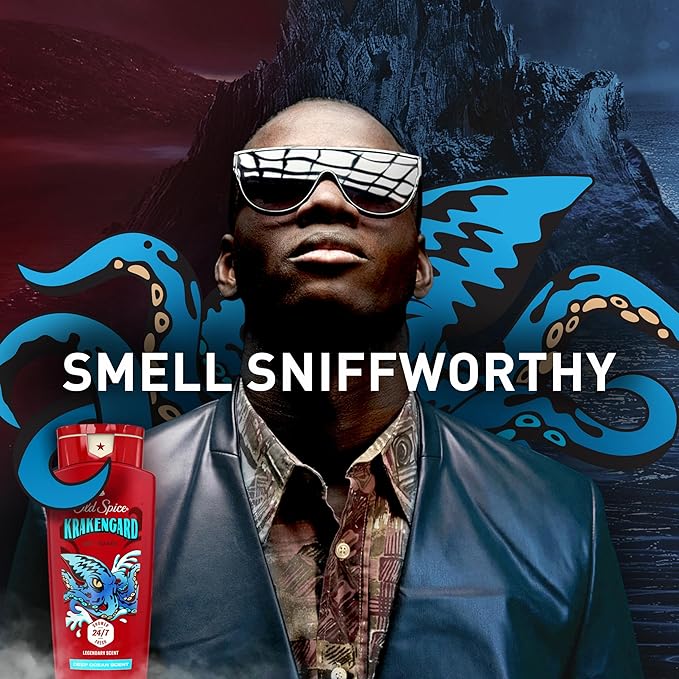 Old Spice Cleansing Body Wash for Men 3X Defense 24/7 Shower Fresh with Lasting Scent 2-in-1 Body &amp Face Wash Krakengard with Deep Ocean Scent 24 oz (Pack of 4)