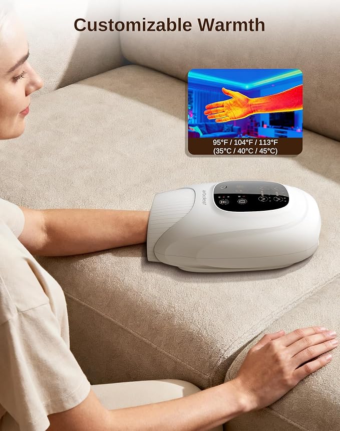 arboleaf Hand Massager with Heat and Compression for Women Men Mom Dad 6 Modes and 3 Heating Options Cordless &amp Powerful Hand Massager for Finger Wrist Palmand Lower Forearm