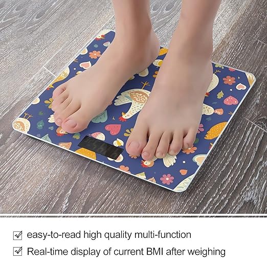 Chicken Pattern Smart Scale for Body Weight Accurate Bathroom Scale with LED Display Digital Weight Scales Weighing Machine High Precision Scales for Bath Home