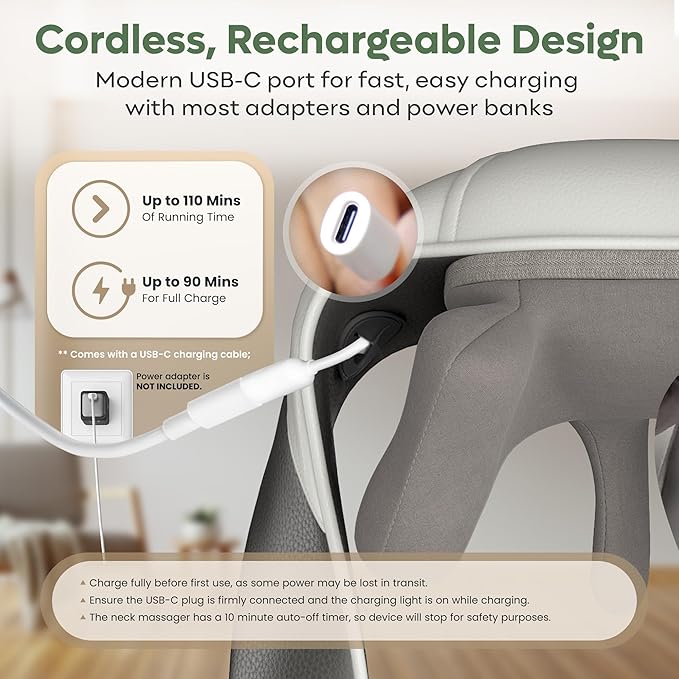Electric Neck and Back Massager Heat Function Deep Tissue Cordless Neck Massager Relax Muscles 4D Kneading Heated Massage Shoulder Massager Gift Ideas for Dad Mom Friends