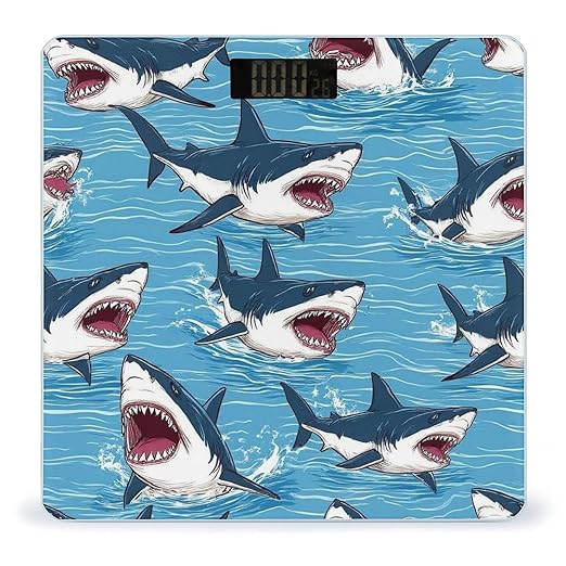 Smart Scale for Body Weight Automatic Switch Digital Bathroom Weighing Scale Retro Ocean Sea Sharks