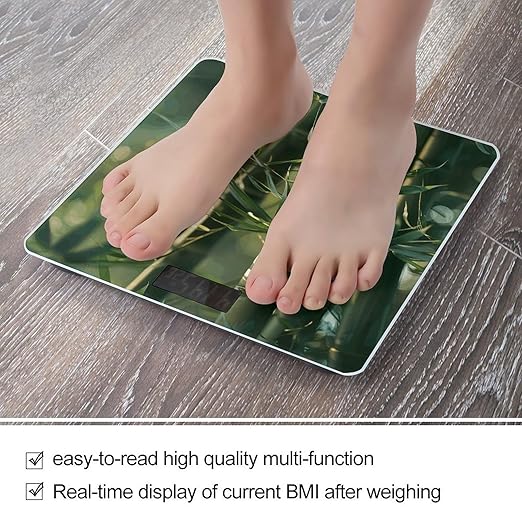 Tree Bamboo Scale for Body Weight Highly Accurate Digital Bathroom Body Scale Digital Bathroom Scales for People Anti-Slip Large LCD Display Smart Scales