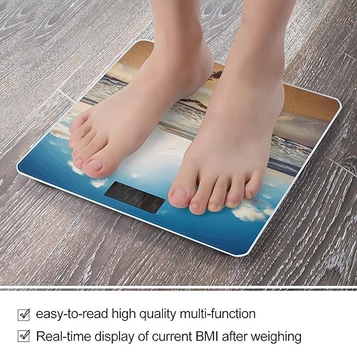 Heart Shape Romantic Beach Bathroom Scale Rounded Smart Scale for Body Weight Automatic Power On/Off Weight Scales Accurate Bathroom Digital Scales for Pet Home Bedroom Kitchen