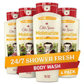 Old Spice Cleansing Body Wash for Men 24/7 Shower Fresh with Lasting Scent Restore &amp Renew Gentle on Skin Vitamin B3 Moisturize with Shea Butter Scent 18 oz (Pack of 4)
