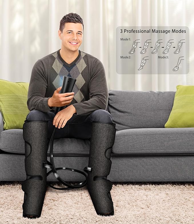 UMARMUNG Air Compression Leg Massager with Heat Gifts for Women Men Mom Dad Leg Foot Massager Gift for Christmas Fathers Day Mothers Day Vericose Veins Edema Muscle Fatigue Cramps Swelling