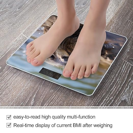 Digital Bathroom Scale for Body Weight Scale with Bright LCD Display High Accuracy Step-On Technology Auto On/Off Otter Playing in The Water Digital Scales 400 Lbs /180kg