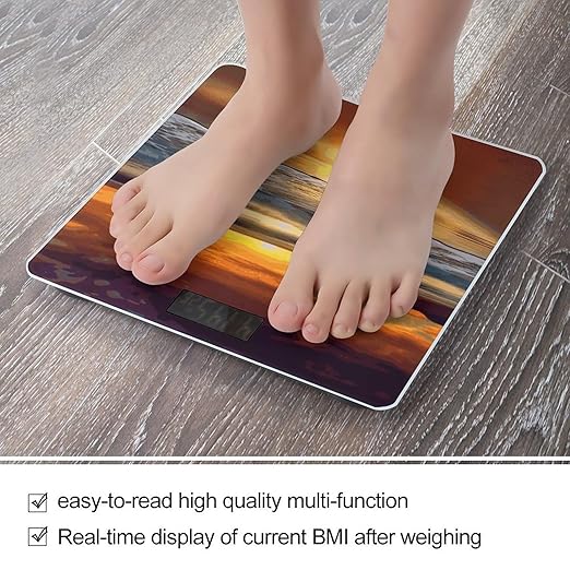 Sunset Beach Weight Scale Digital Electronic Scales Bathroom Scale Larg LCD Backlight Display High Precisio MeasurementsTempered Glass