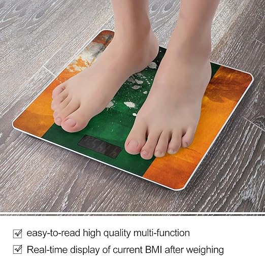 Orange and Green Pattern Smart Scale for Body Weight Accurate Bathroom Scale with LED Display Digital Weight Scales Weighing Machine High Precision Scales for Bath Home