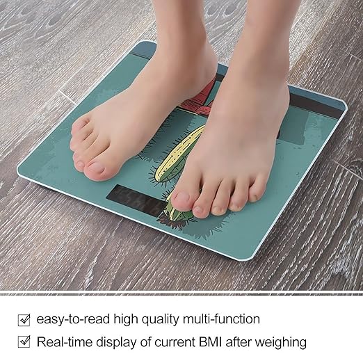 Cactus in Jar Dish Scale for Body Weight Highly Accurate Digital Bathroom Body Scale Digital Bathroom Scales for People Anti-Slip Large LCD Display Smart Scales