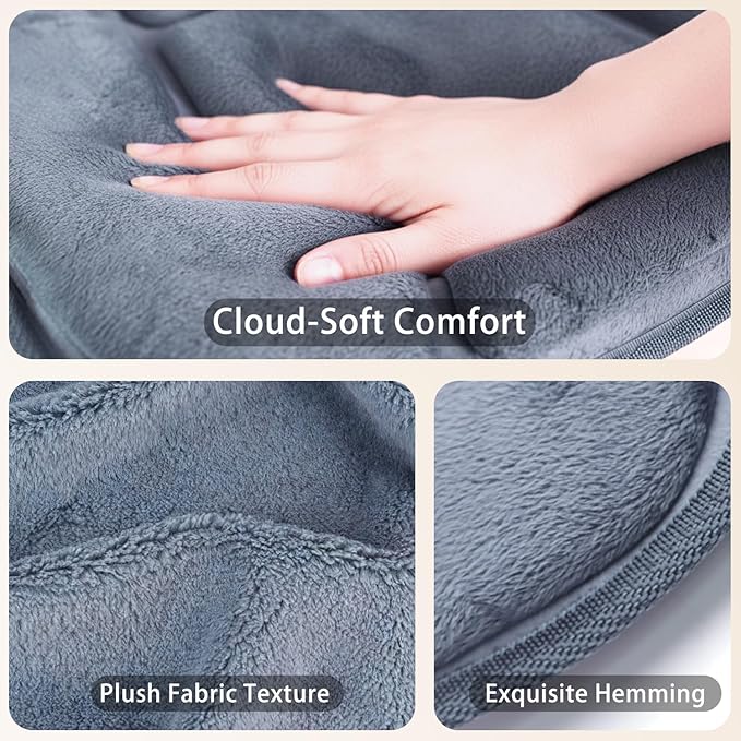 Back Massager with Soft Plush Fabric Cover Massage Seat Cushion with 8 Vibration Motors &amp 2 Heating Levels Chair Massager for Recliner Office Chair Sofa Use Gifts for Dad Mom