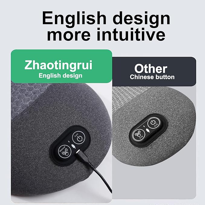 3 in 1 Back Massager Electric Lumbar Support Pillow Heat Vibration Massage Lower Back Spine Decompression Device Dark Gray