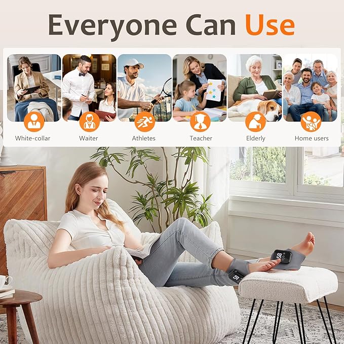 Foot Massager for Neuropathy Foot Renew Triple Method Massager with 3-Speed &amp 3-Temperature Wireless Heated Foot &amp Ankle Wrap Portable Foot Massagers for Home/Office/Travel