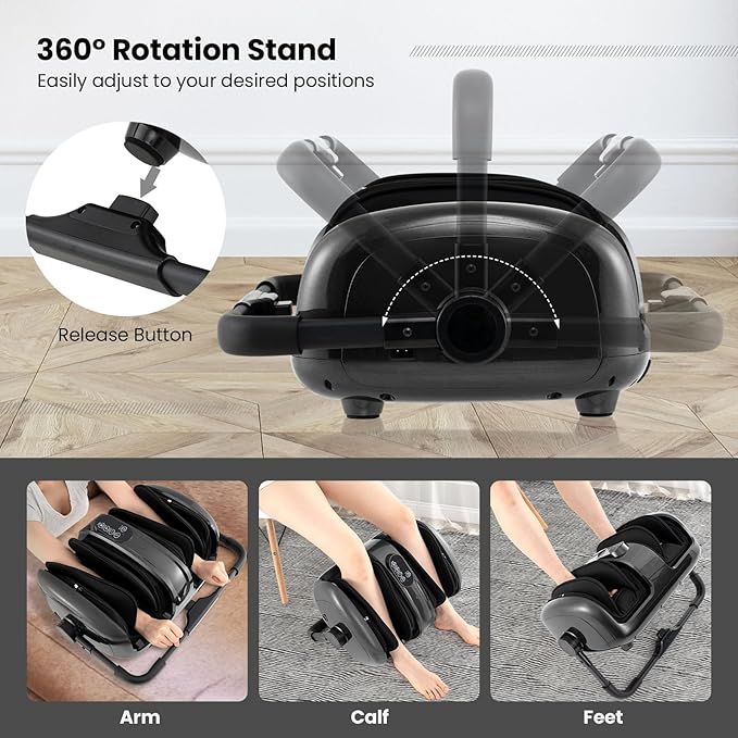 ARLIME Foot Massager with Heat Deep Kneading Shiatsu Feet Massager Machine with Compression Muscle Arm Relaxation Gifts for Elder Men Women (Grey)