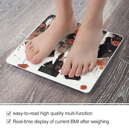 Lovely Dogs Bathroom Scale for Body Weight Bathroom Weighing Scale with Backlit LCD Display Highly Accurate Measures Weight Up to 180kg